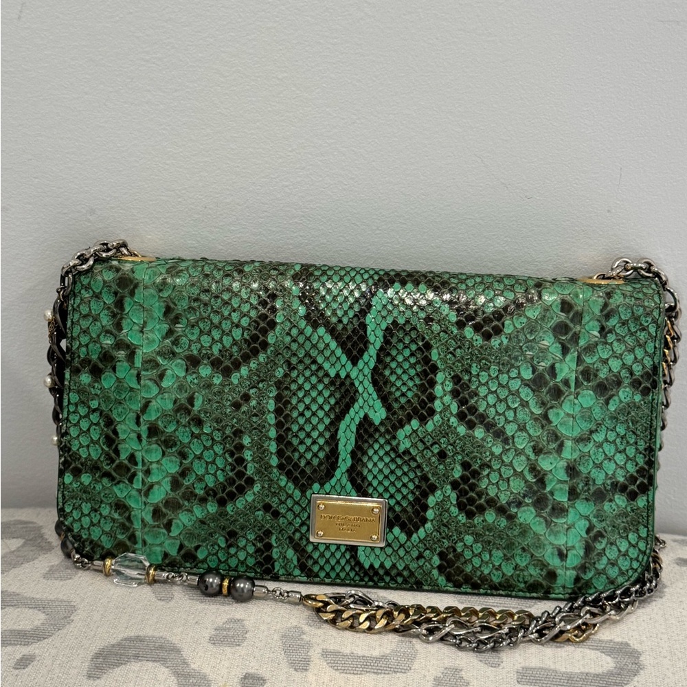 Dolce & Gabbana Green Python Shoulder Bag